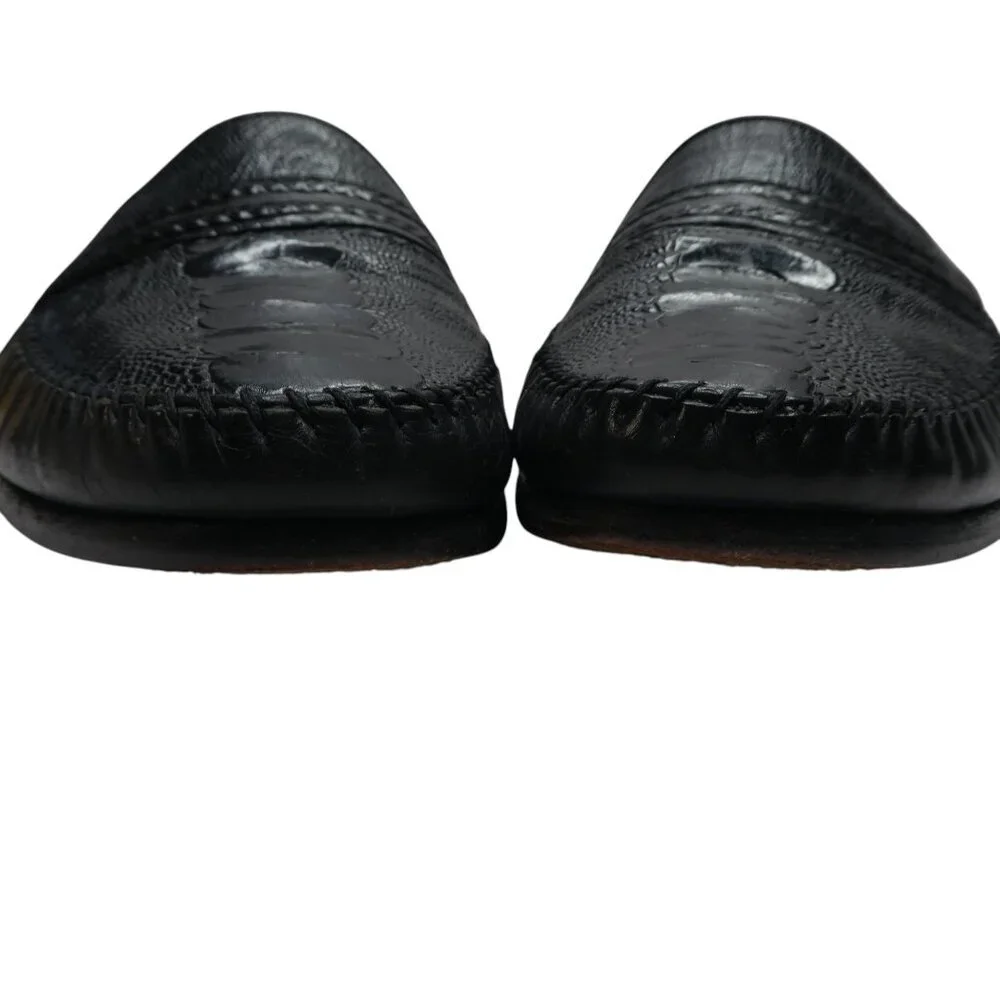 Mezlan‎ Coronado Black Genuine Ostrich Leather Loafers Dress Shoes Mens 13